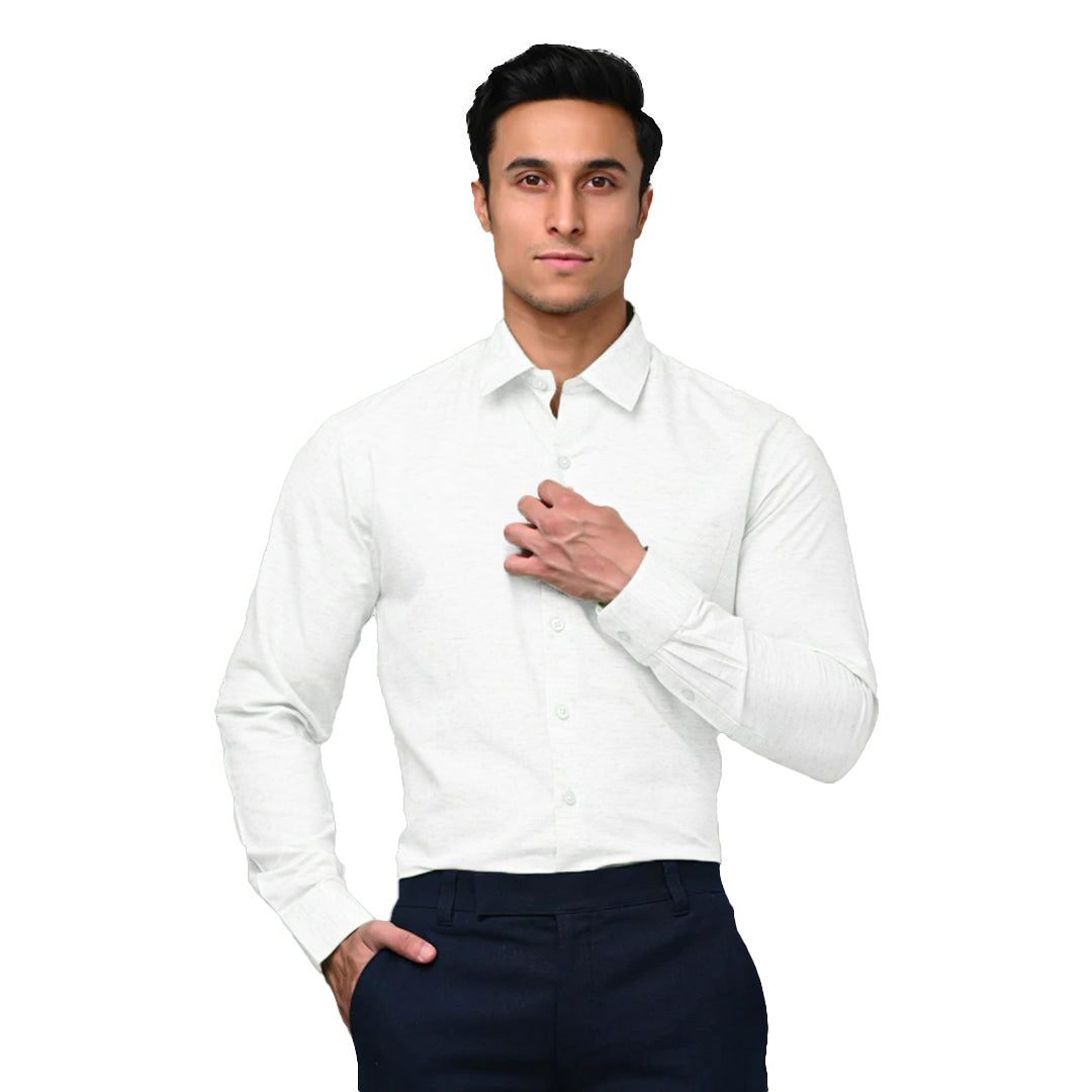Brandeer Premium White Cotton Shirt for Men – Slim Fit Casual & Formal Wear