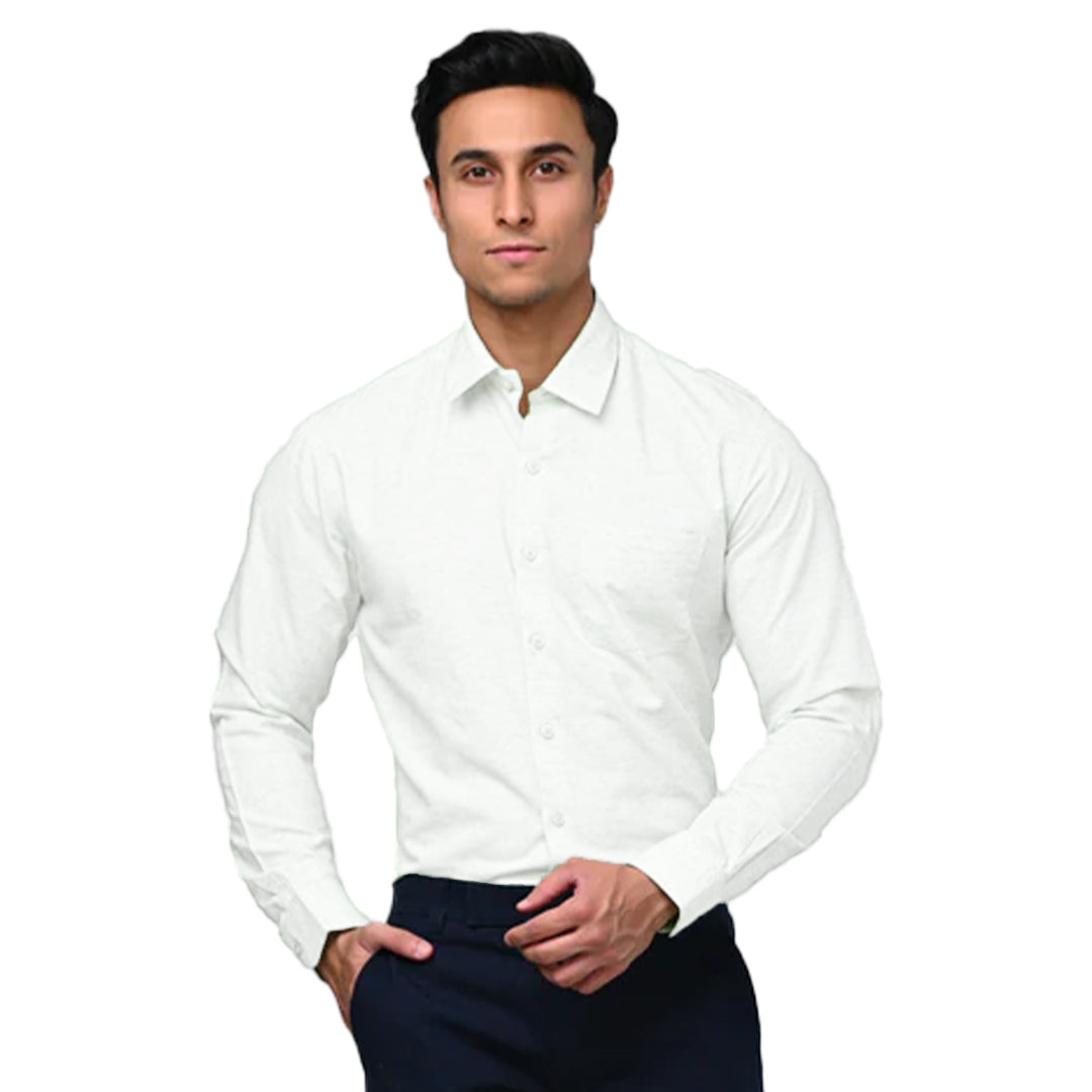Brandeer Premium White Cotton Shirt for Men – Slim Fit Casual & Formal Wear
